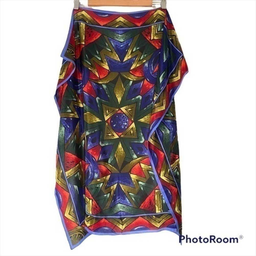 VINTAGE ADRIENNE VITTADINI Jewel Tone Silk Scarf Quiet Luxury